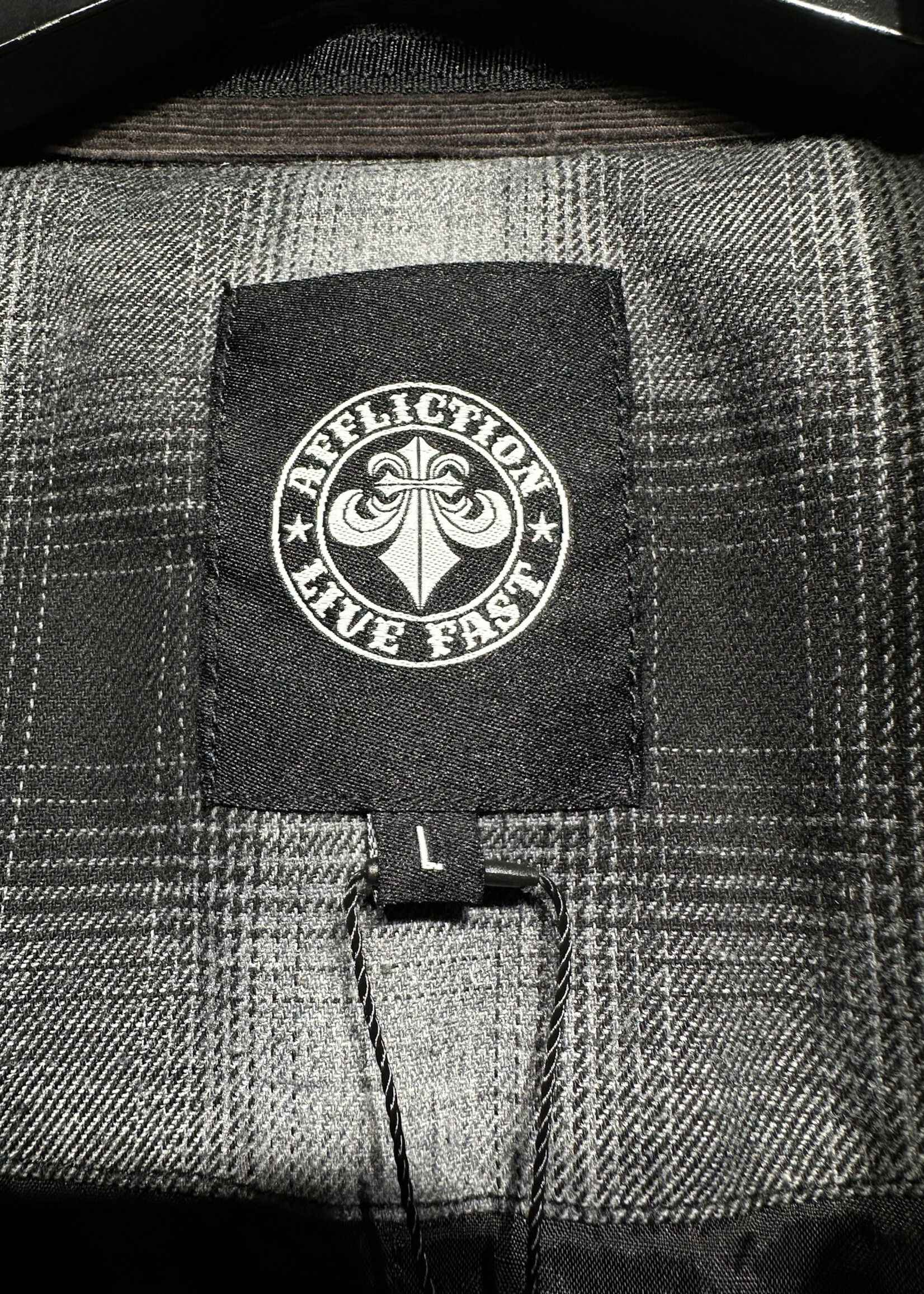 Affliction Grey Plaid Overshirt L