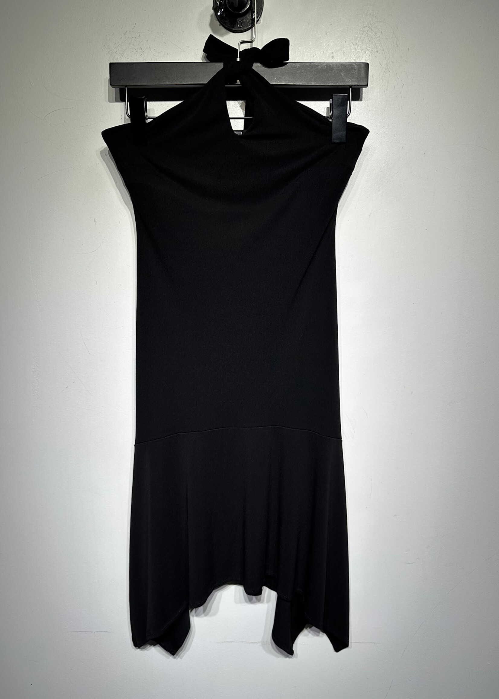 BCBG Black Halter Asymmetrical Dress S