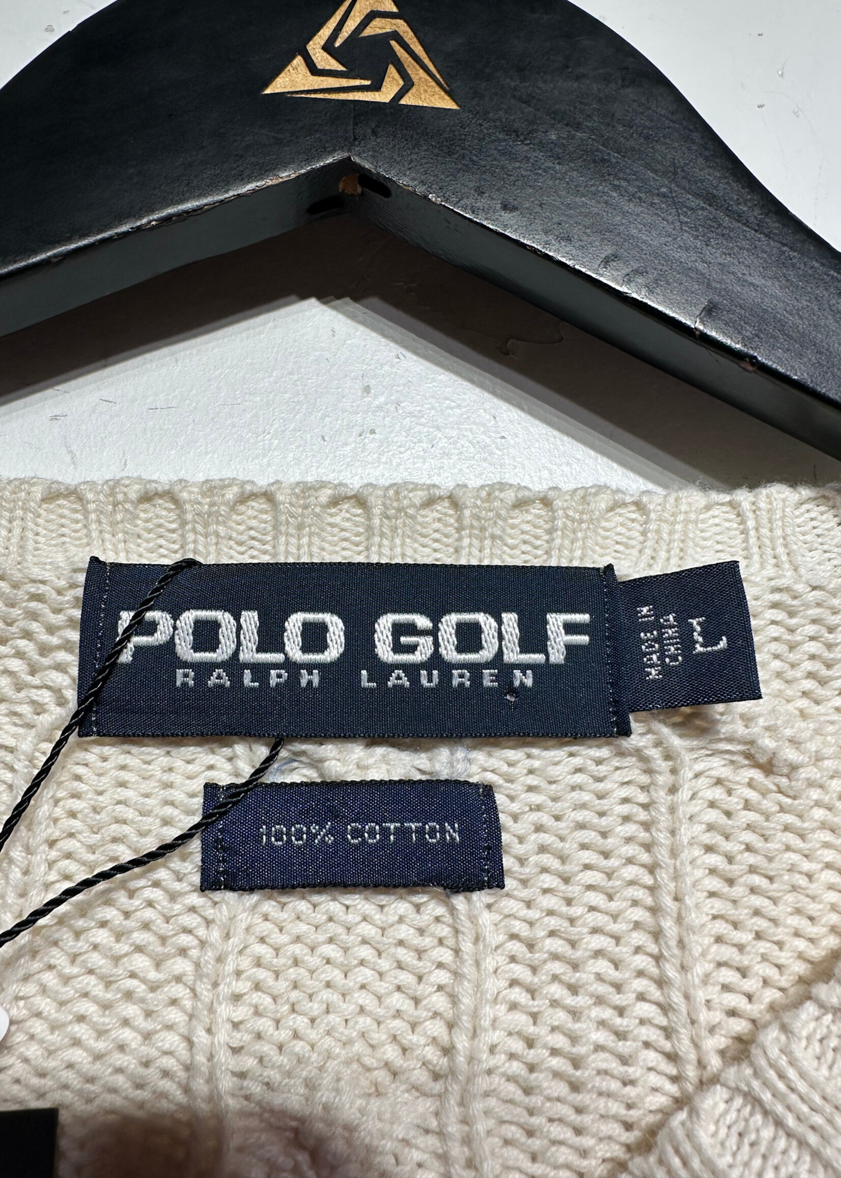 Polo Golf Tan Cable Knit Sweater L
