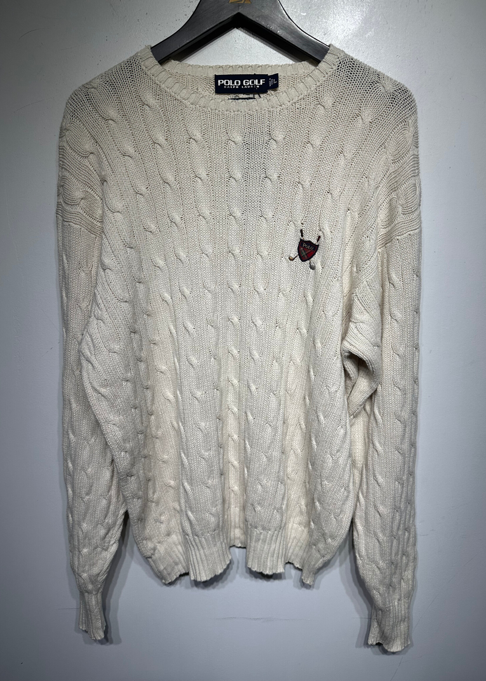 Polo Golf Tan Cable Knit Sweater L