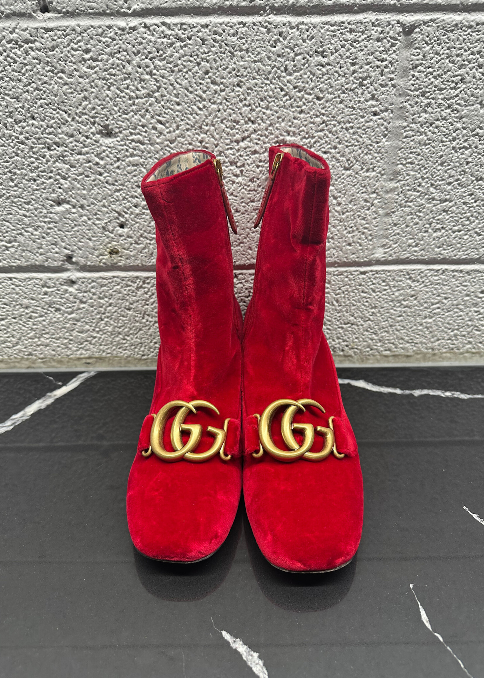 Gucci Velvet Marmot Boots 37.5/7.5