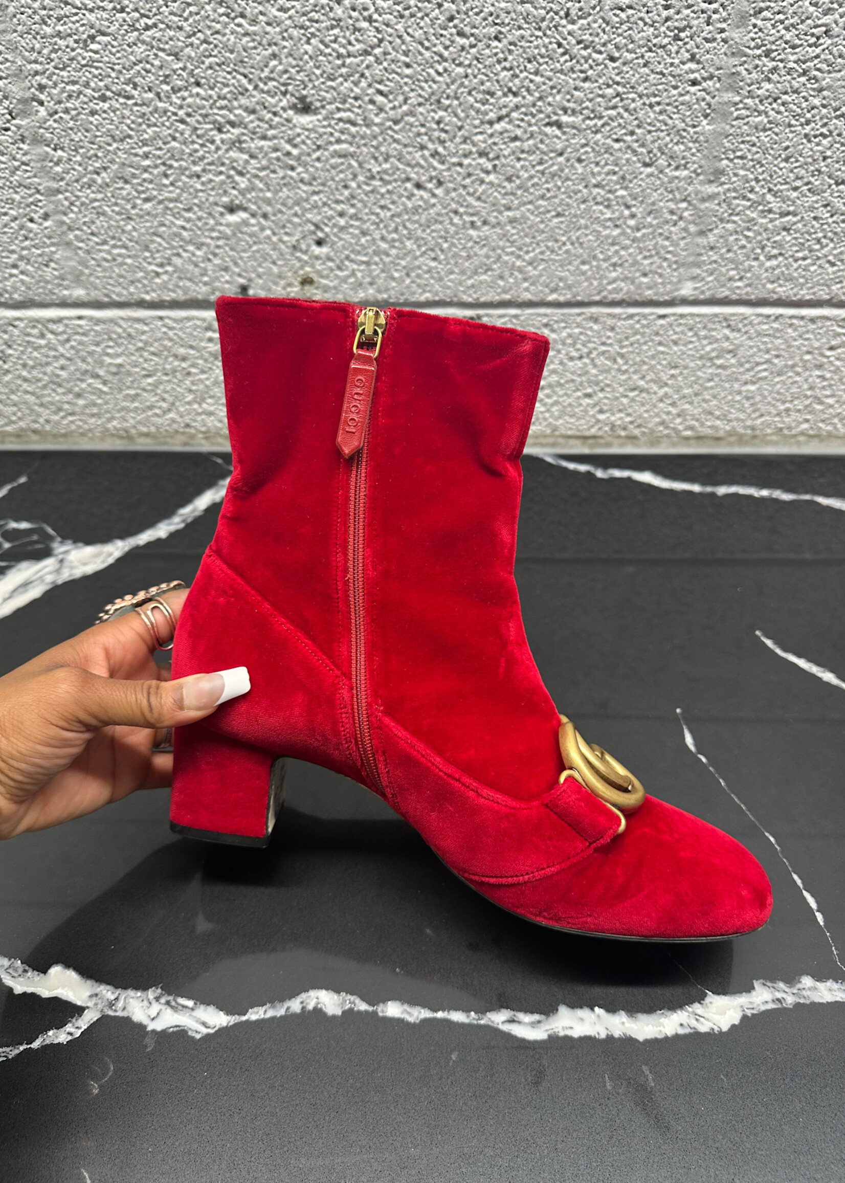 Gucci Velvet Marmot Boots 37.5/7.5