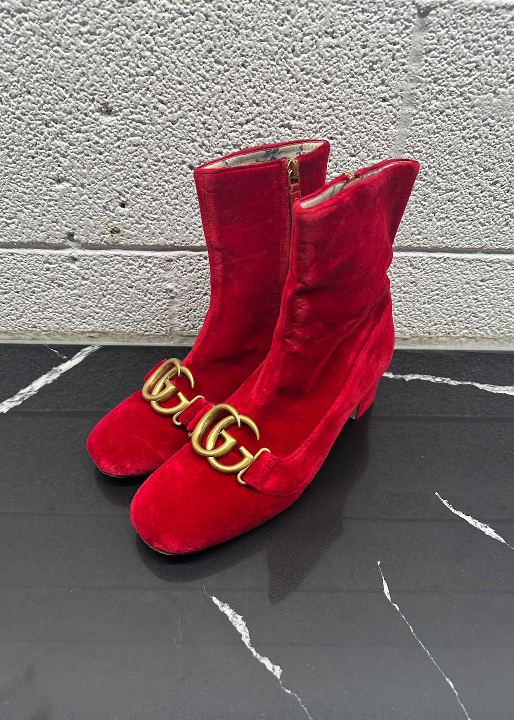 Gucci Velvet Marmot Boots 37.5/7.5