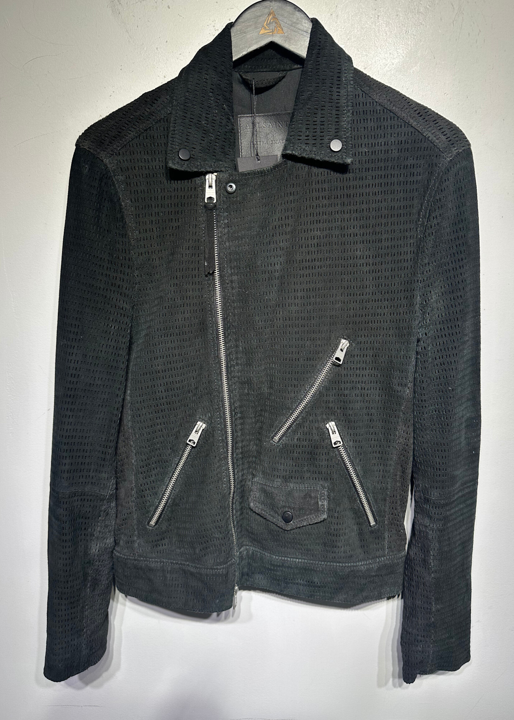 Allsaints Laser Cut Suede Moto Jacket Masc XS