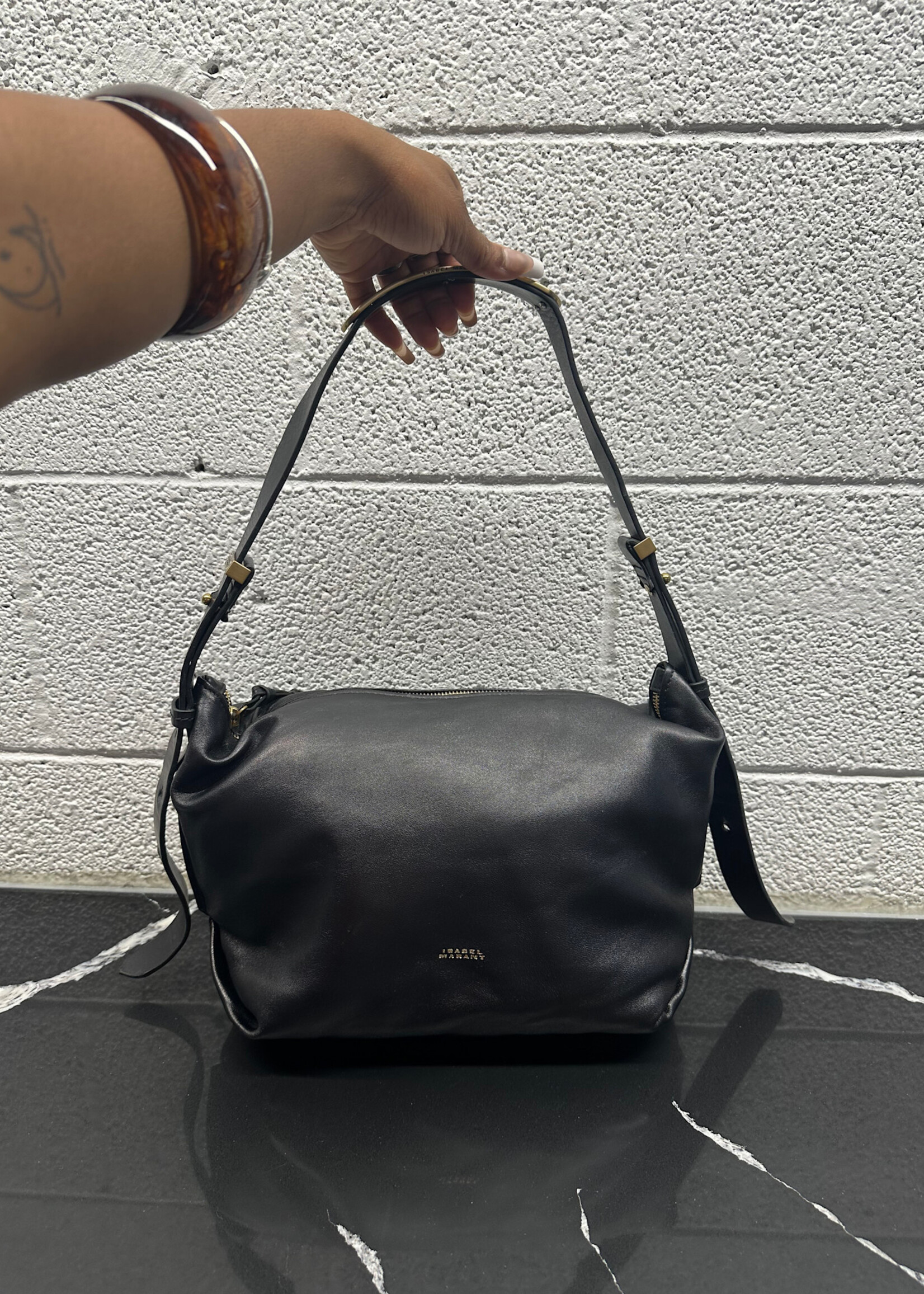 Isabel Marant Black Leather Hobo Bag