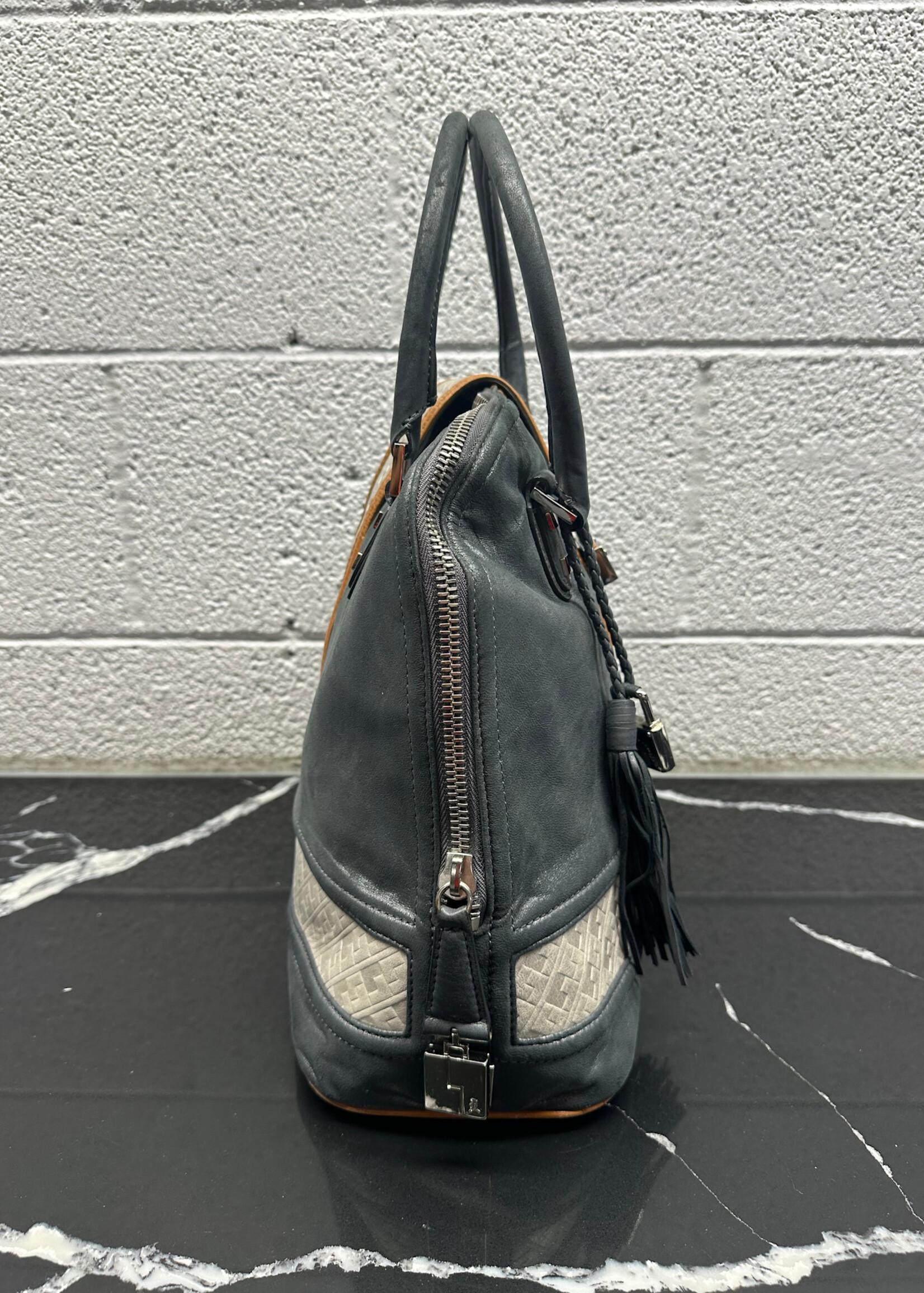 LAMB Gwen Stefani Grey Orange Suede Purse