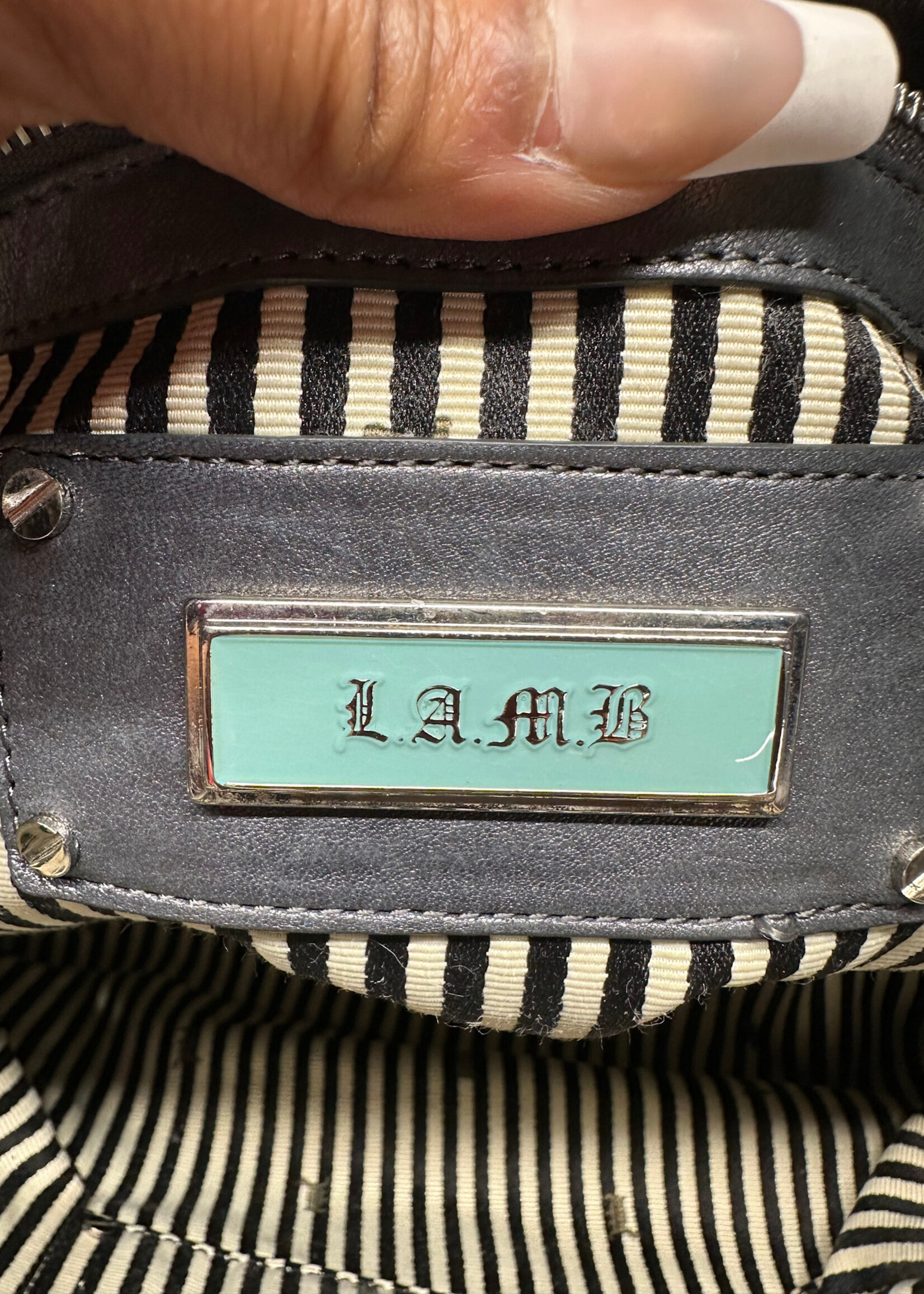 LAMB Gwen Stefani Grey Orange Suede Purse