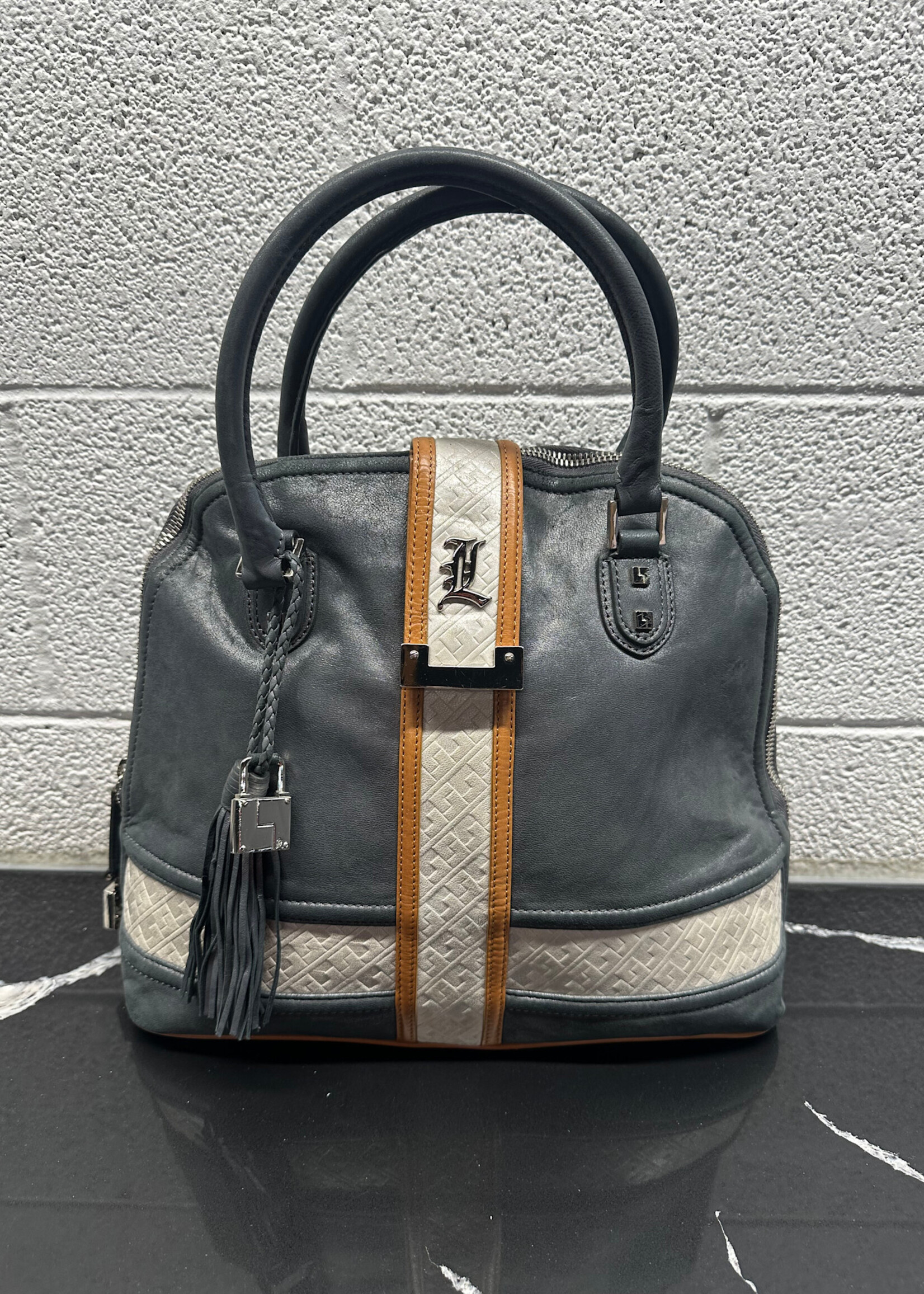 LAMB Gwen Stefani Grey Orange Suede Purse