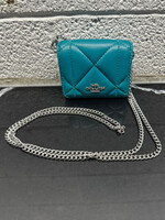 Coach Teal Quilted Mini Wallet Bag AS IS