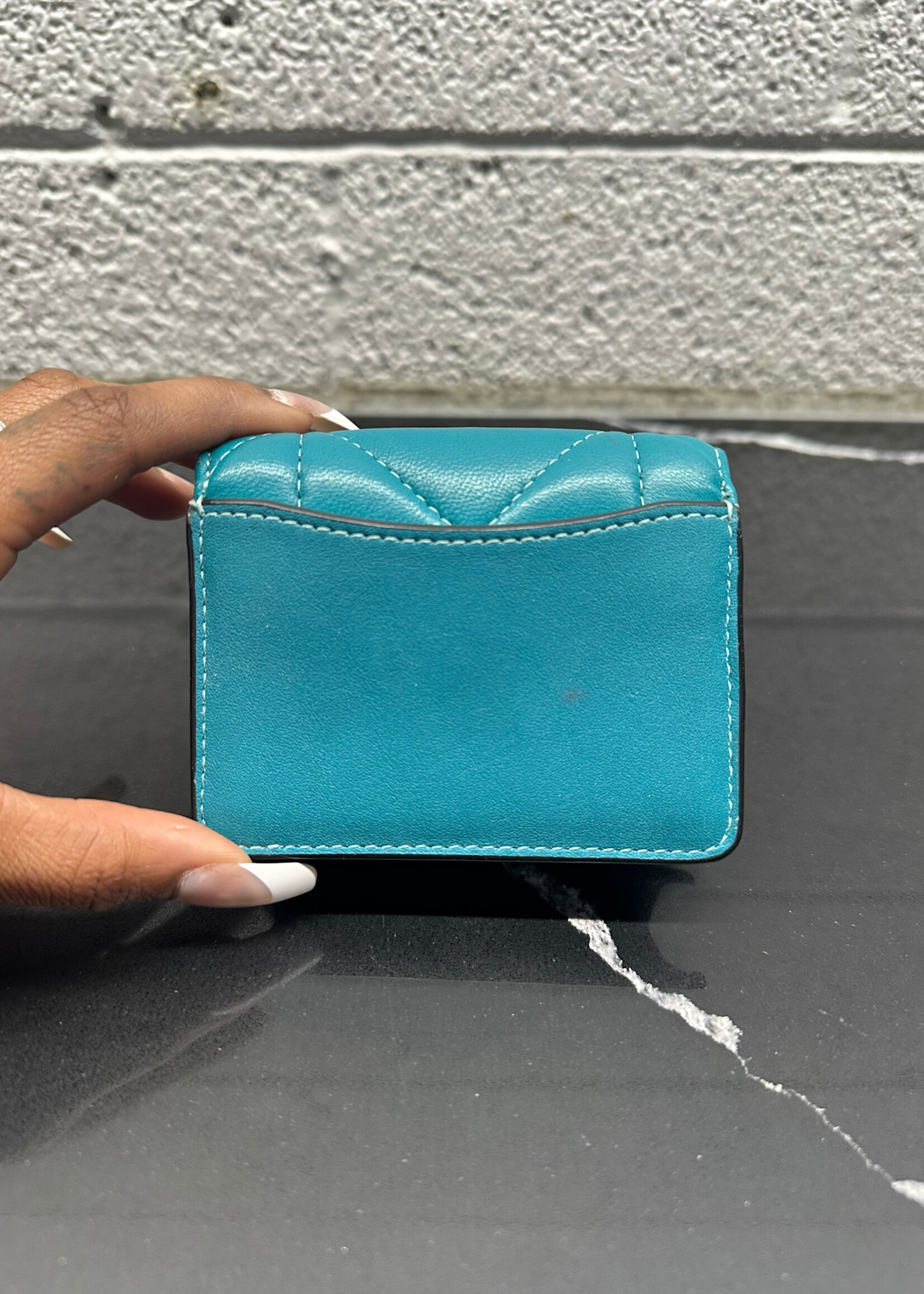 Coach Teal Quilted Mini Wallet Bag AS IS