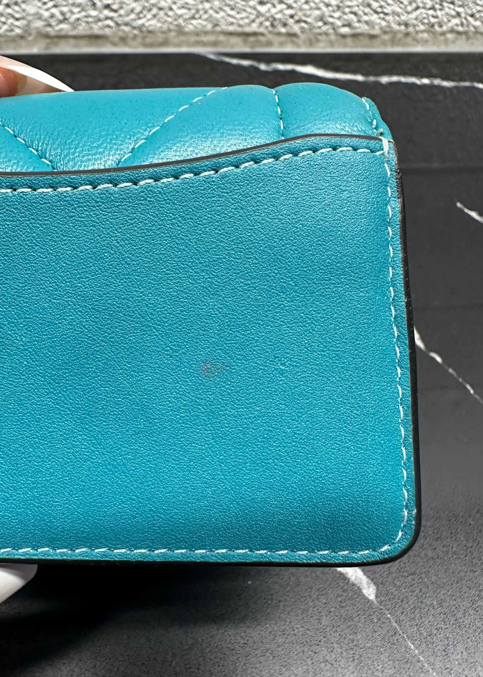 Coach Teal Quilted Mini Wallet Bag AS IS