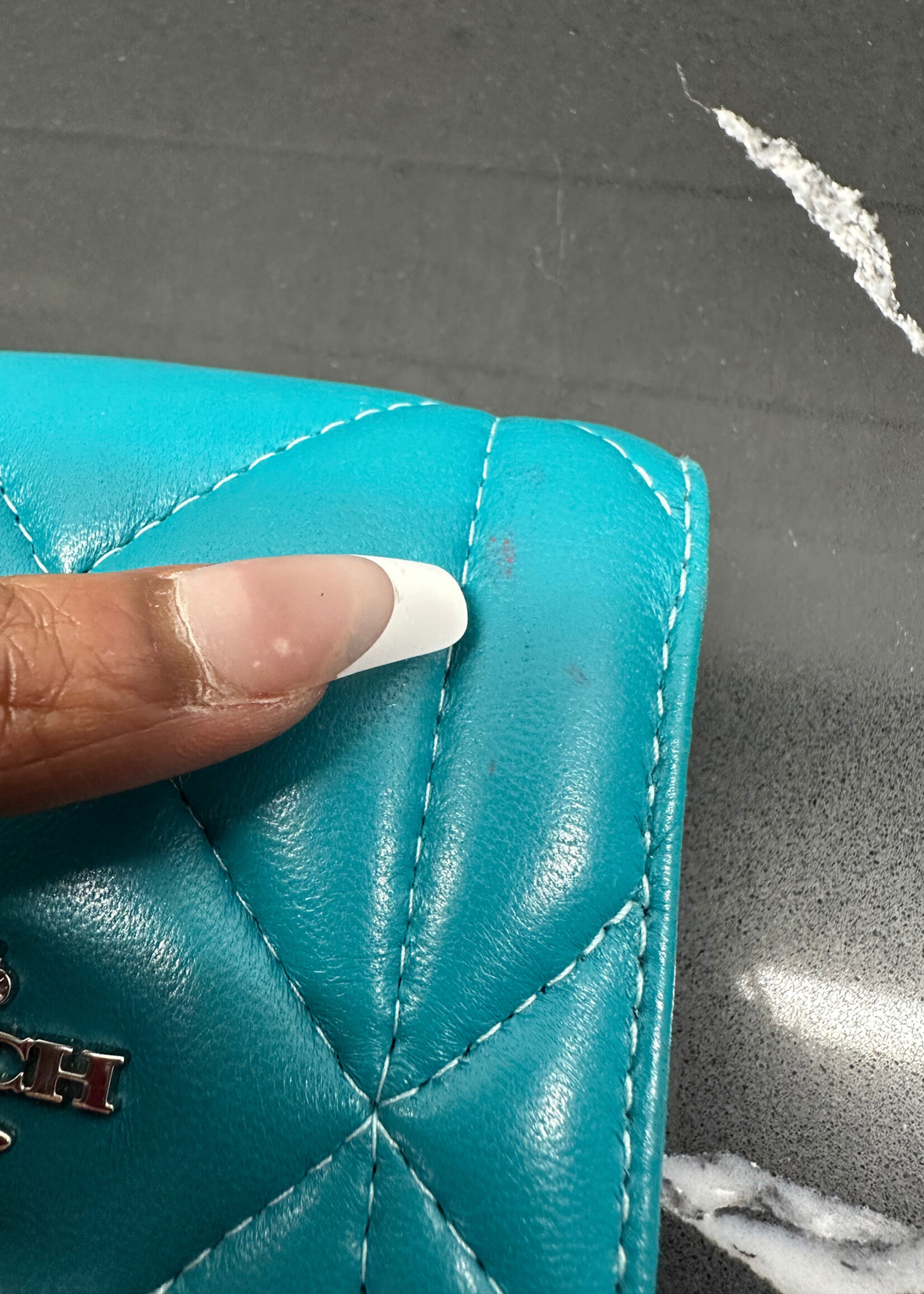 Coach Teal Quilted Mini Wallet Bag AS IS