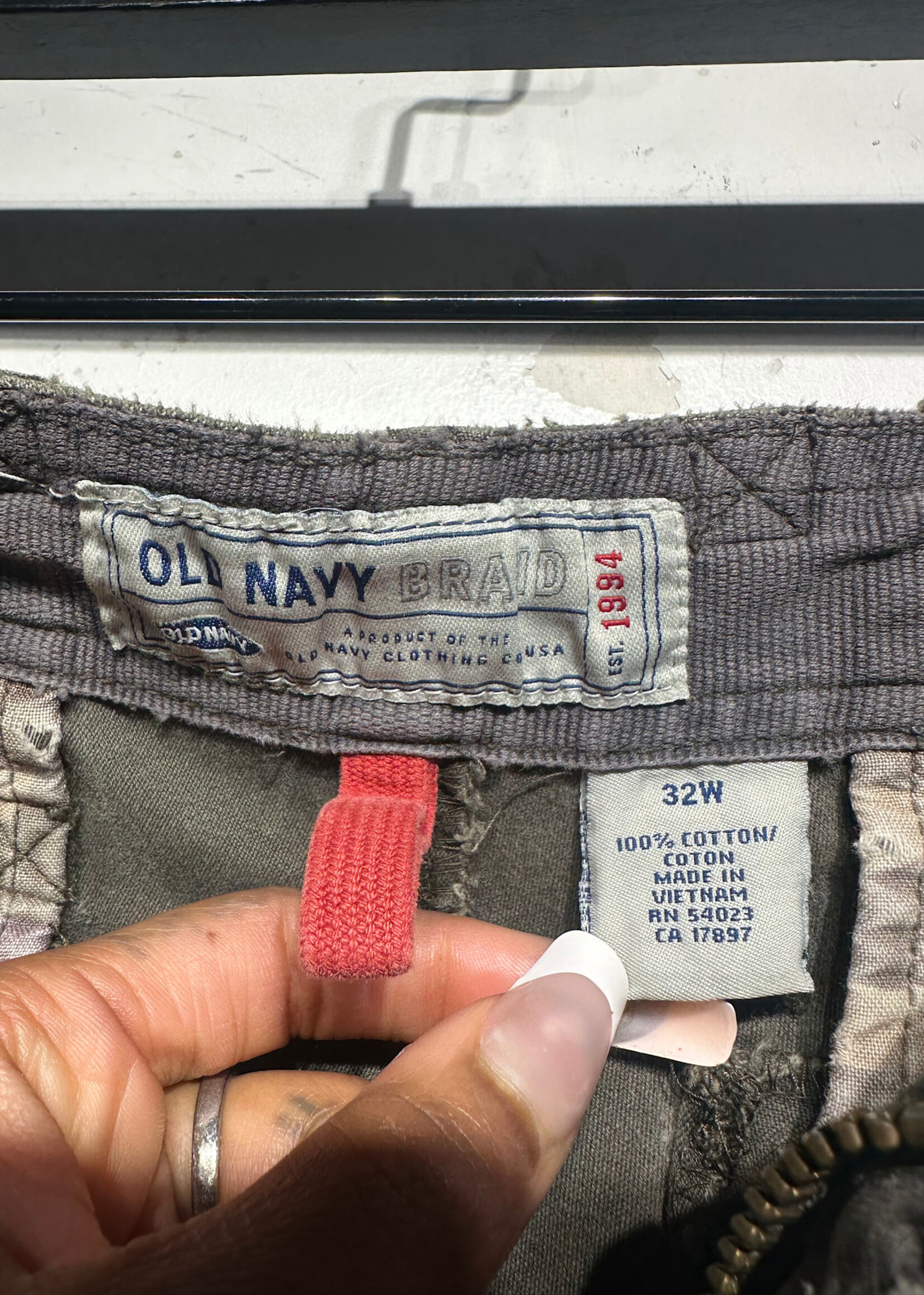 Old Navy Olive Green Y2K 'Staff' Military Shorts 32