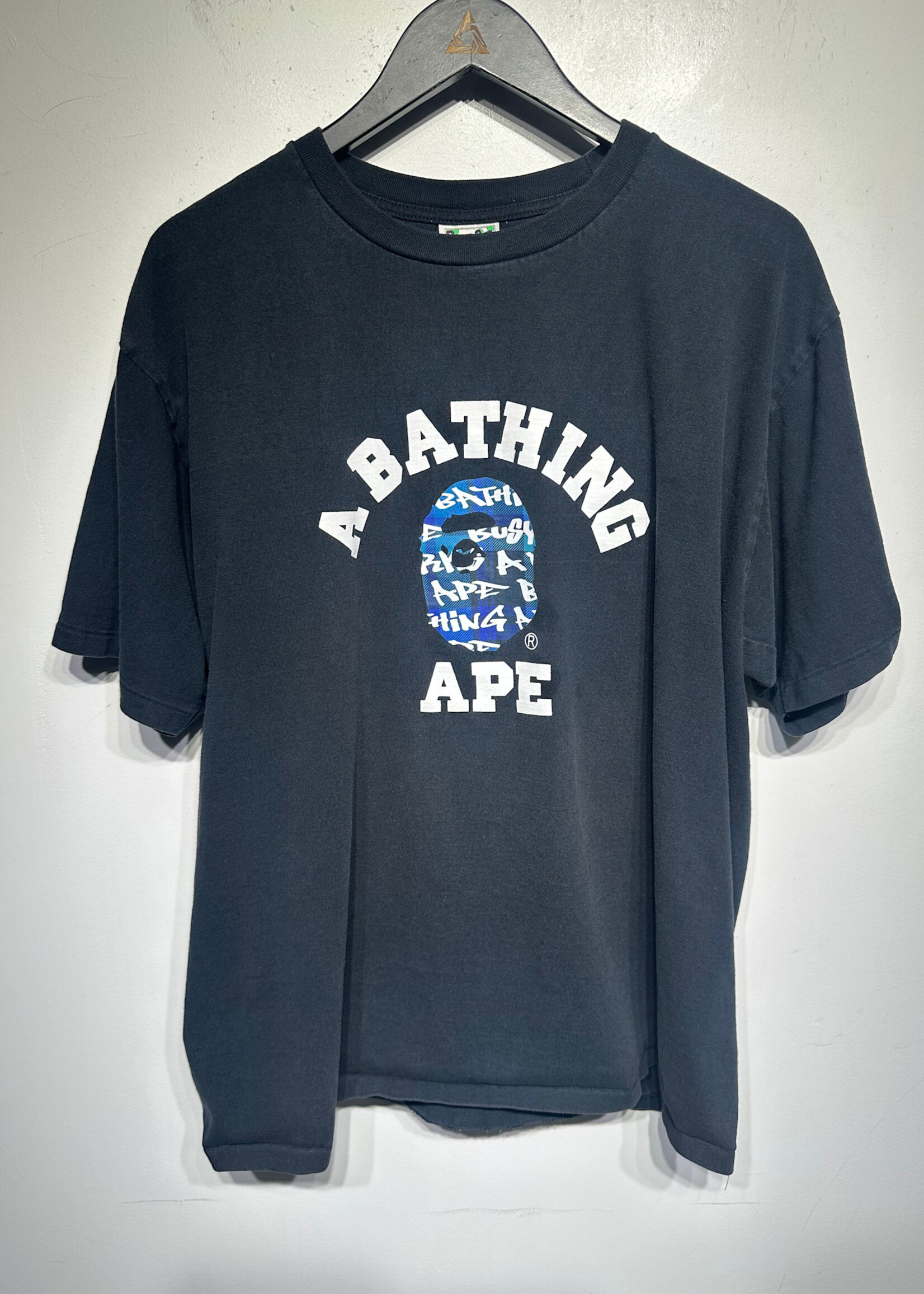 Bape Blue Logo Black Tee XL