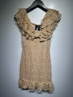 Love Tease Beige Sparkle Lace Layered Dress S
