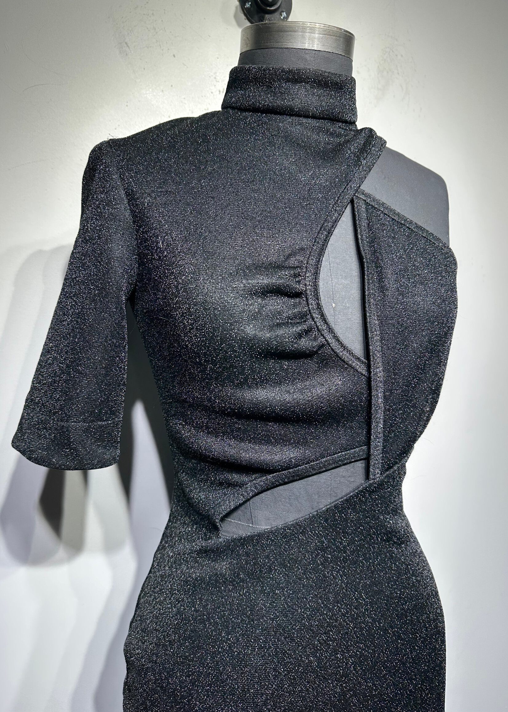 STELLA MC MCATN BLACK SHIMMER DRESS S
