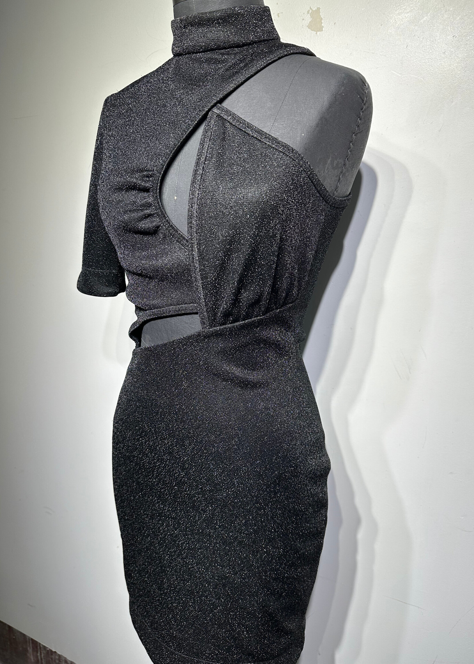 STELLA MC MCATN BLACK SHIMMER DRESS S
