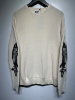 Basketcase Beige Sleeve Print Knit Sweater L