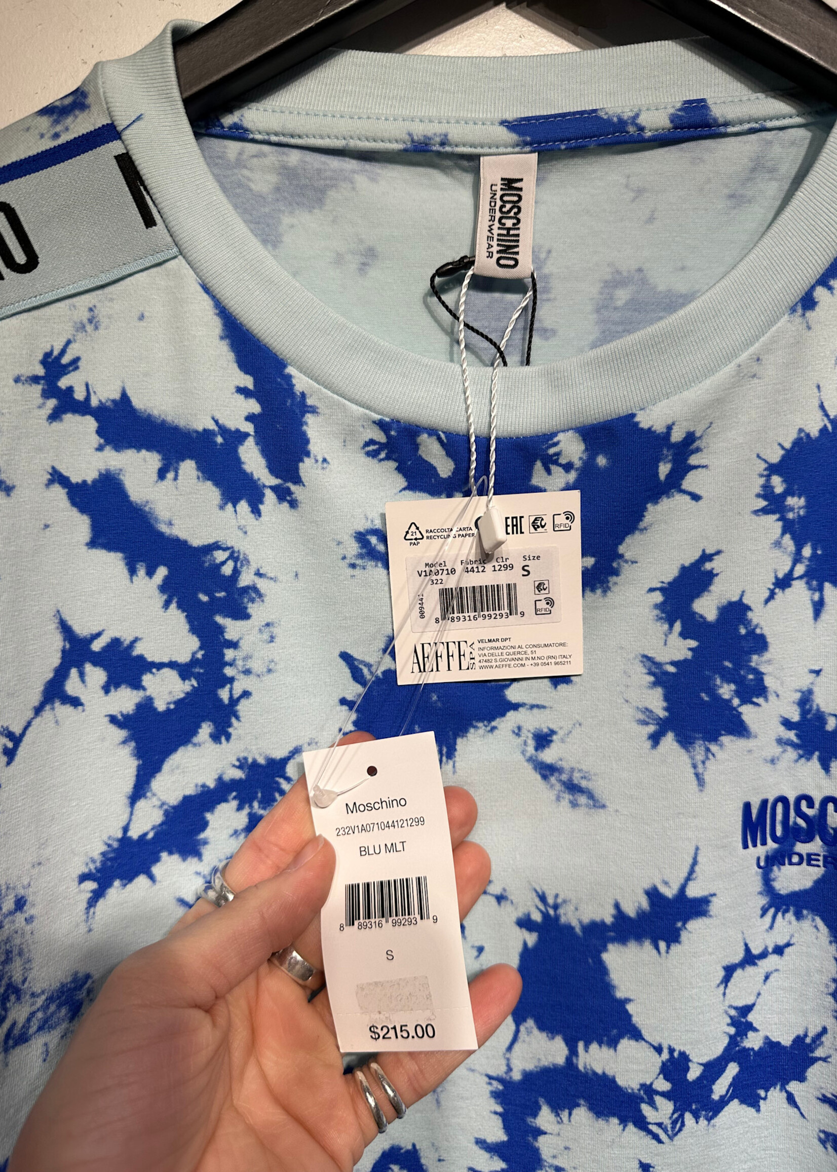 Moschino NWT Blue Tie Dye Tee S