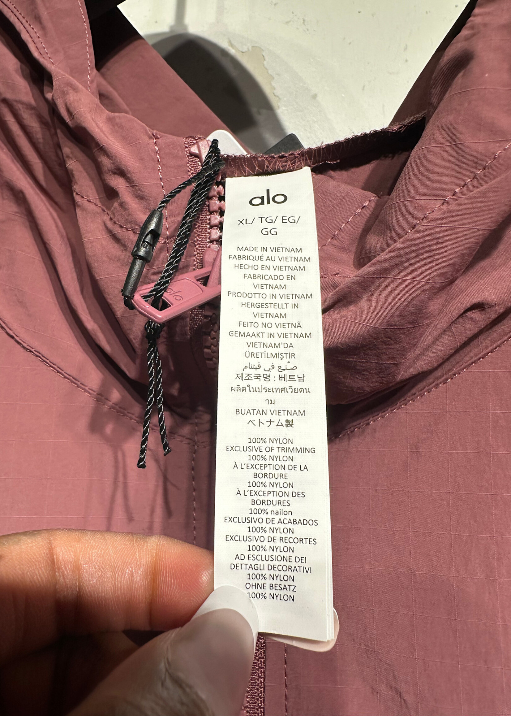 ALO NWT Vantage Nylon Track Pink Jacket XL