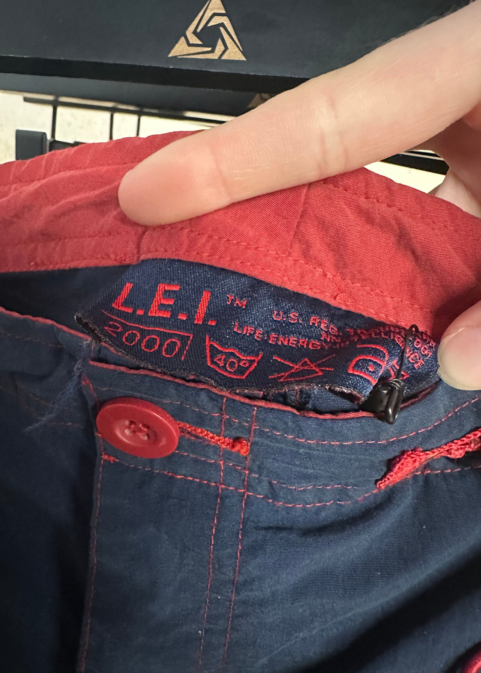 LEI Navy Blue Red Trim Nylon Pant 28