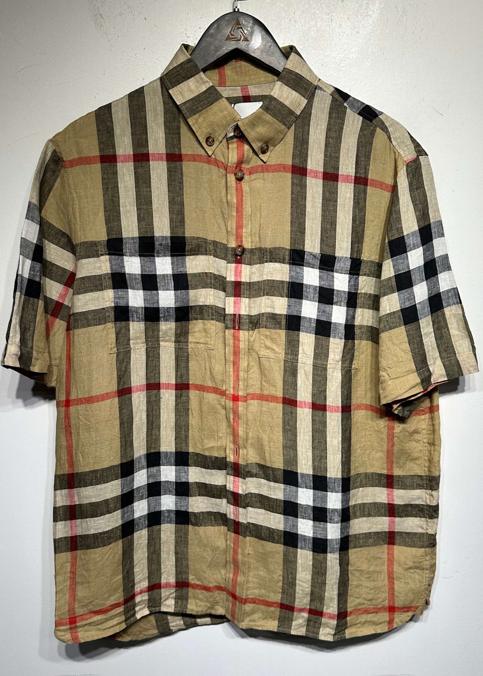 Burberry Plaid Linen Buttun Up Shirt M