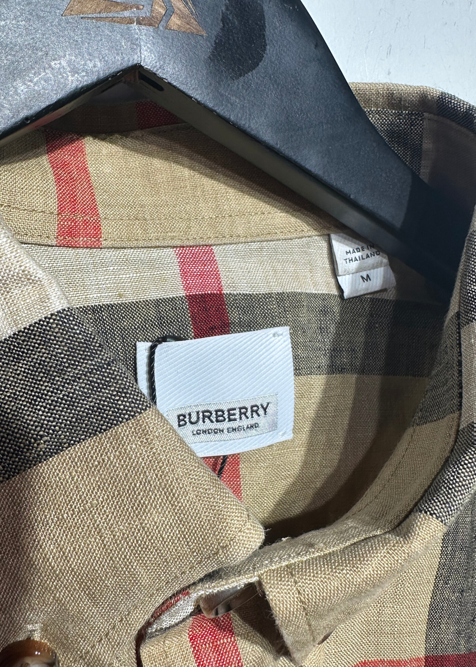 Burberry Plaid Linen Buttun Up Shirt M