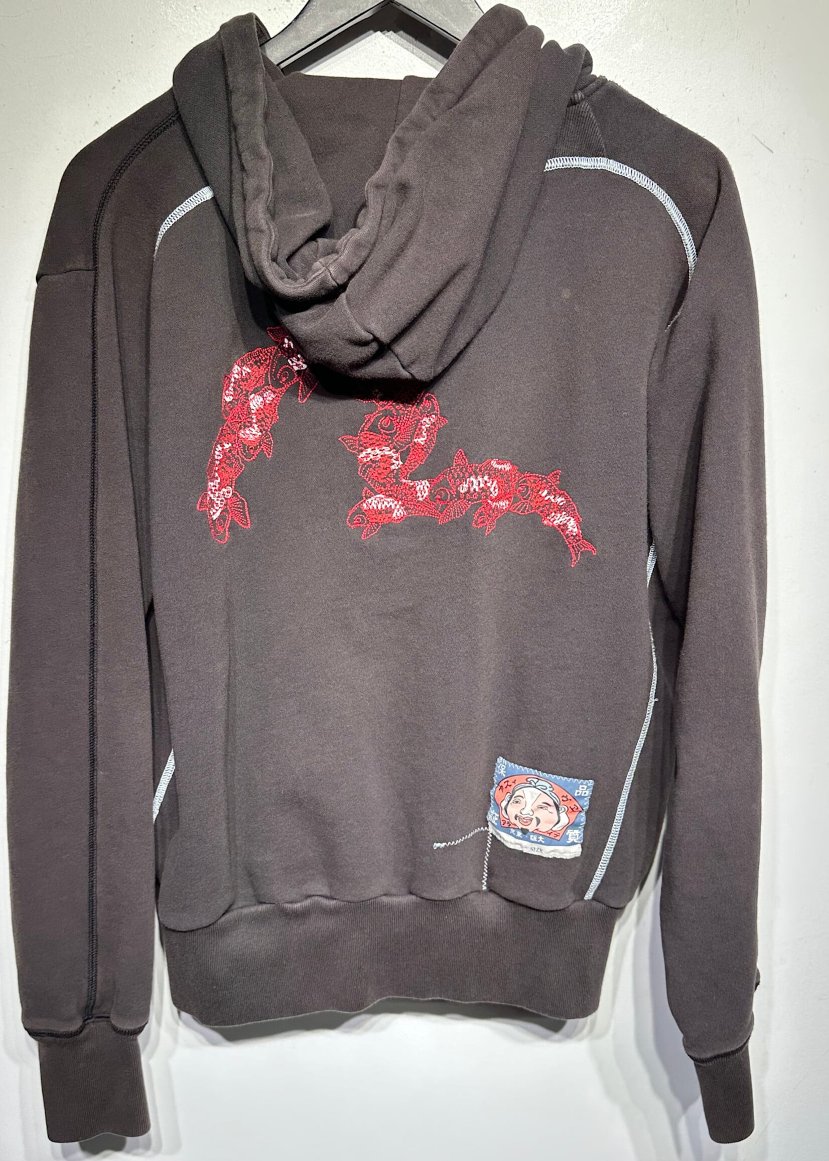 Evisu Sun Faded Black Zip Hoodie Fits L/XL AS IS