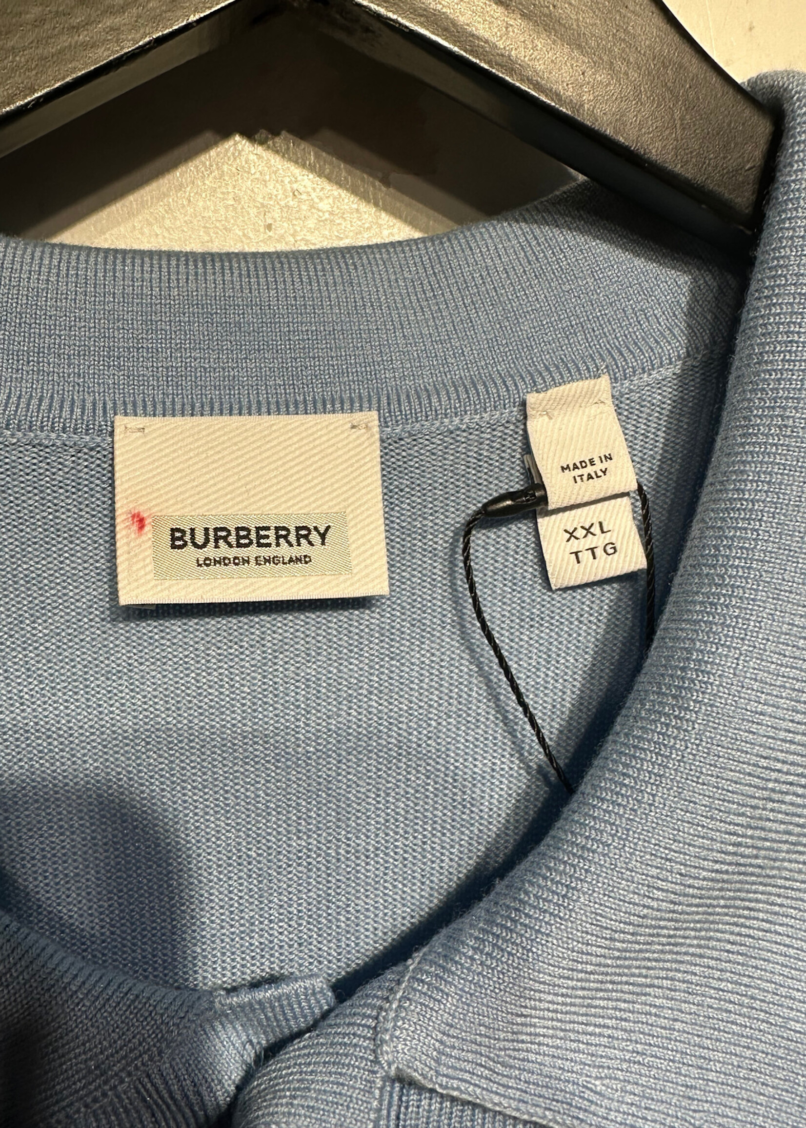 Burberry Baby Blue Wool Polo XXL