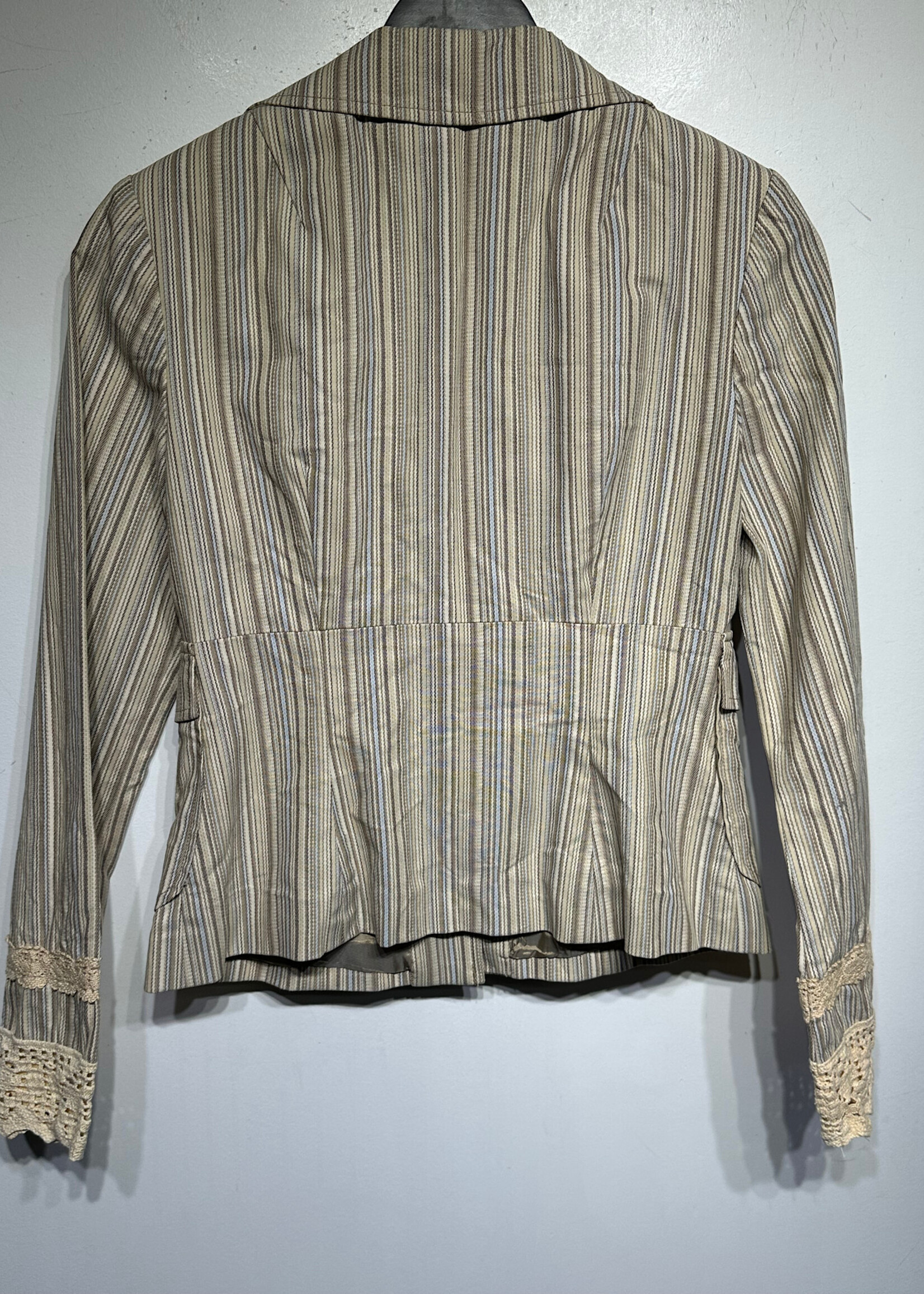 Nanette Lepore Yellow Blue Pinstripe Blazer 4/XS