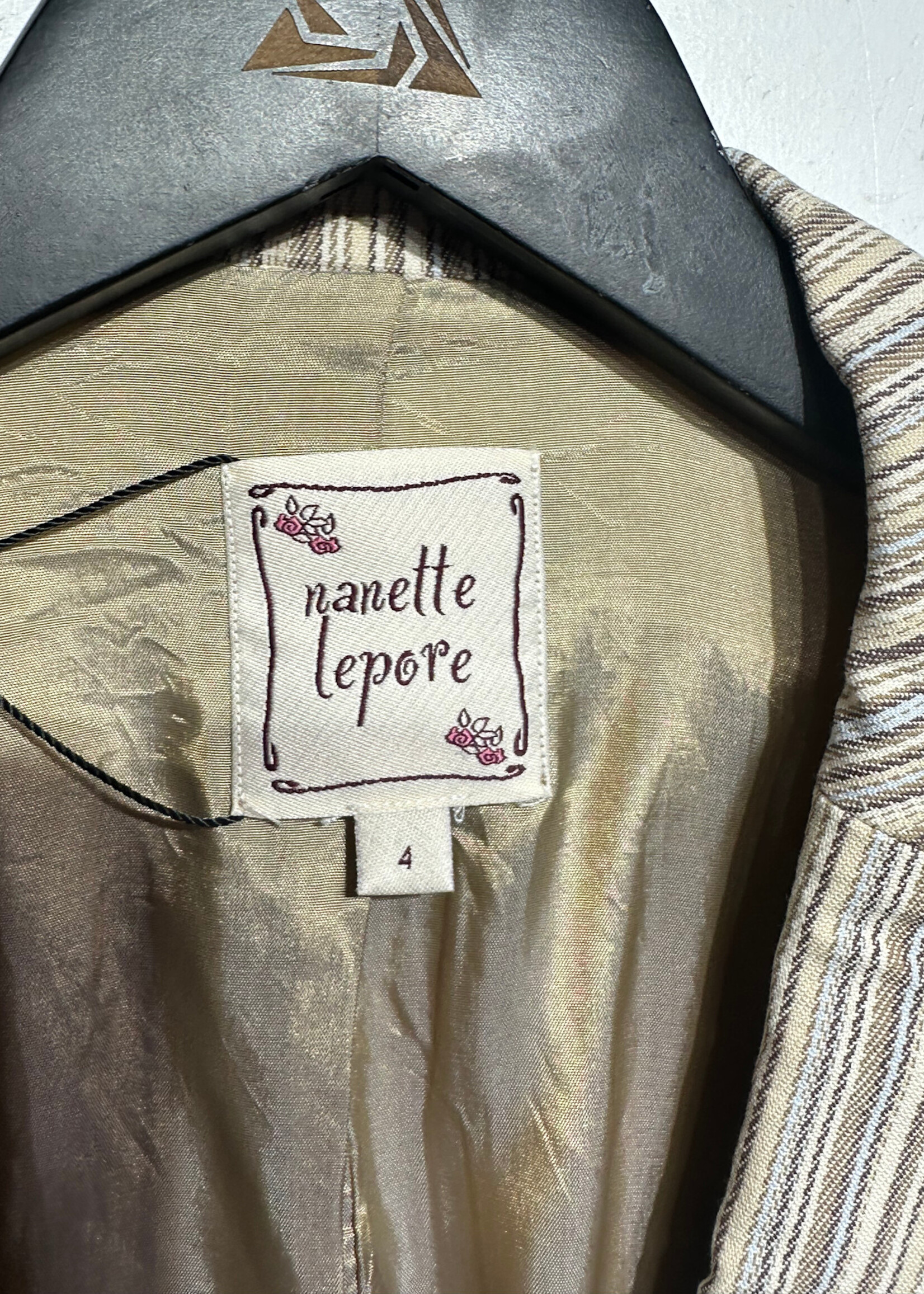 Nanette Lepore Yellow Blue Pinstripe Blazer 4/XS