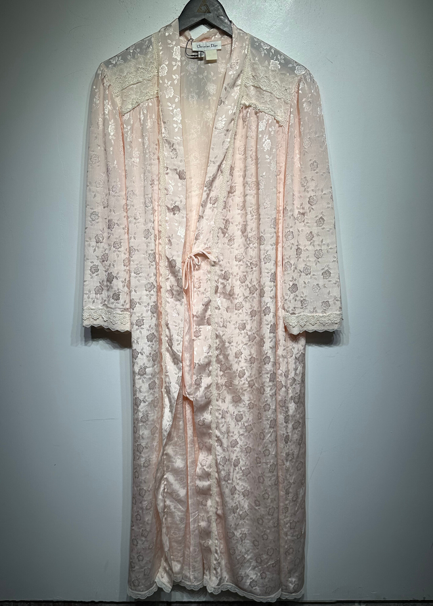 Dior Vintage Pink Lace Trim Robe OS AS IS