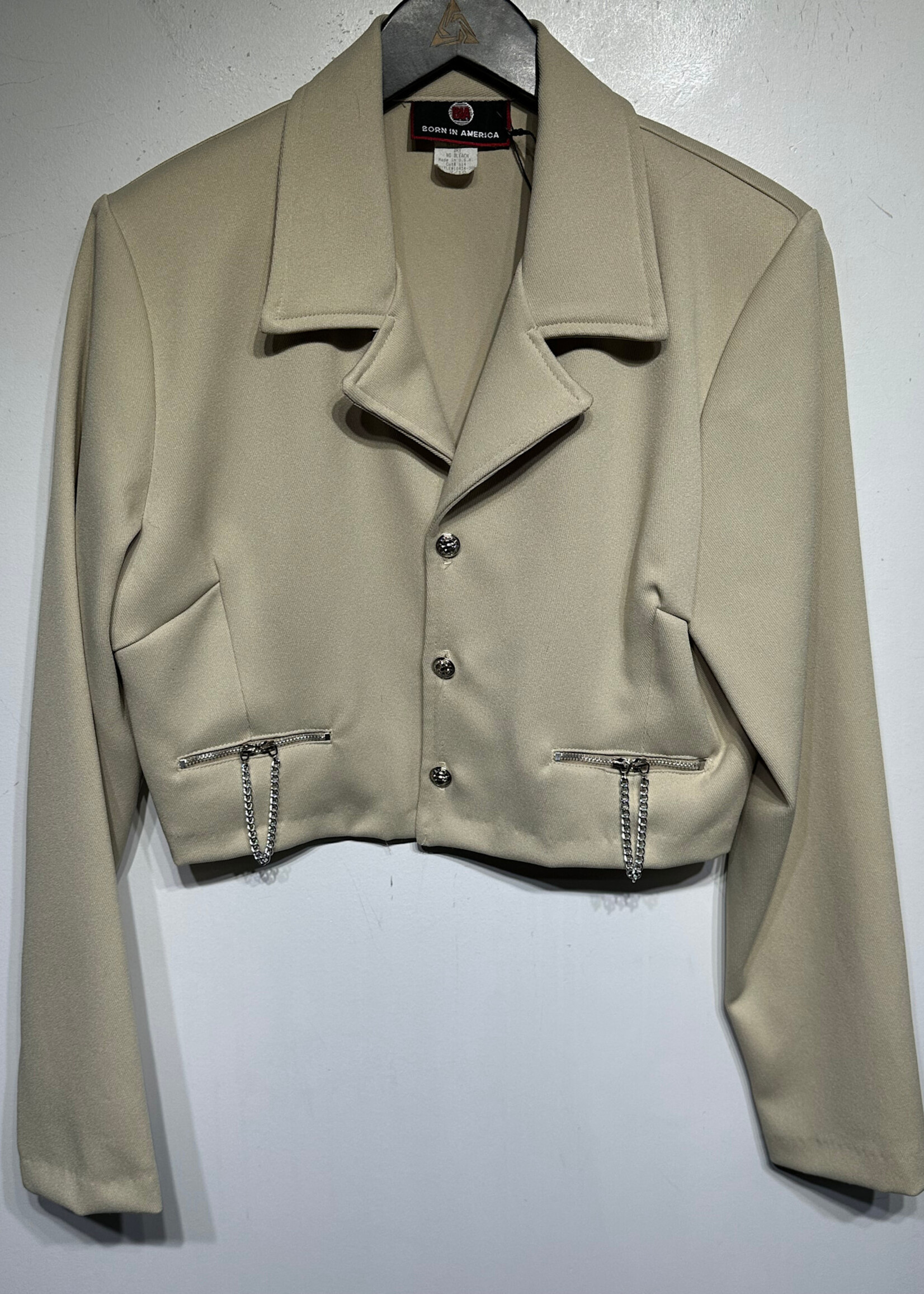 Born In America Beige Crop Blazer M