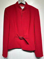 Tahari Red Manderin Collar Jacket L Fem