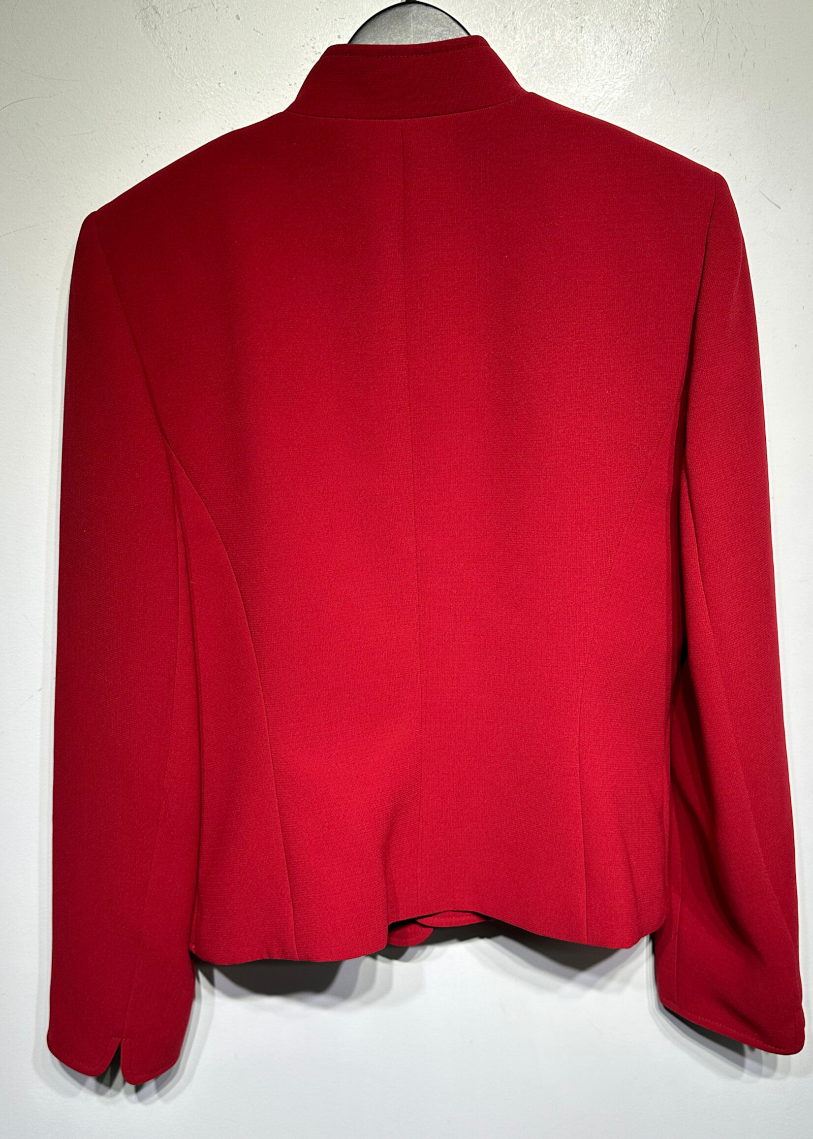 Tahari Red Manderin Collar Jacket L Fem