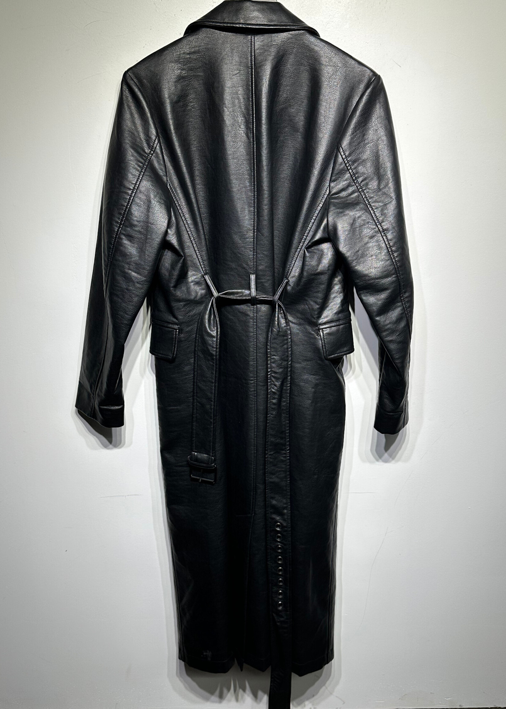 Rebecca Minkoff Black Faux Leather Trench Fem M