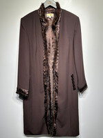 DVC Brown Fur Trim Long Coat Fem M/L