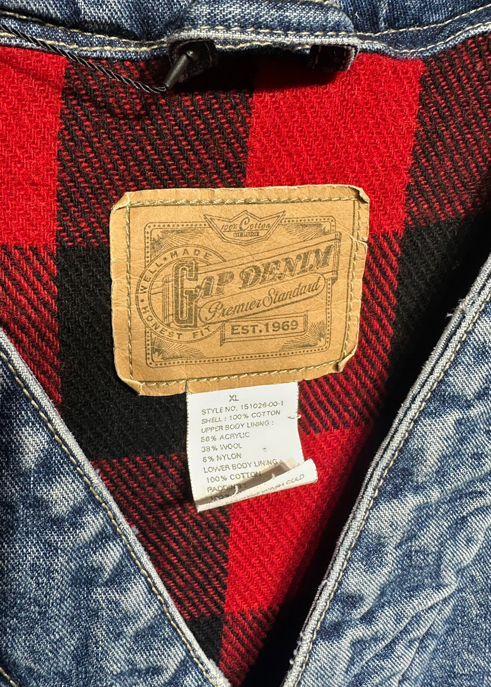 Gap Denim Flannel Lined Vest XL