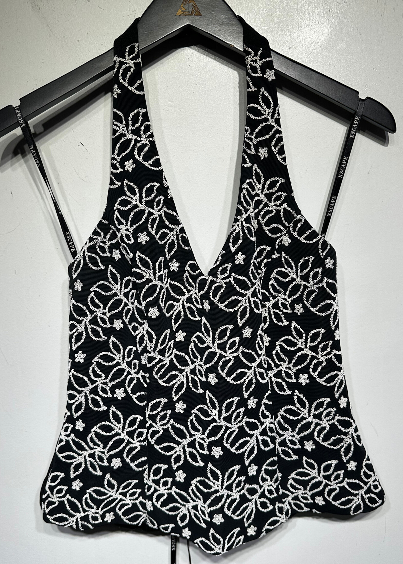 Xscape Black White Beaded Halter 8/M