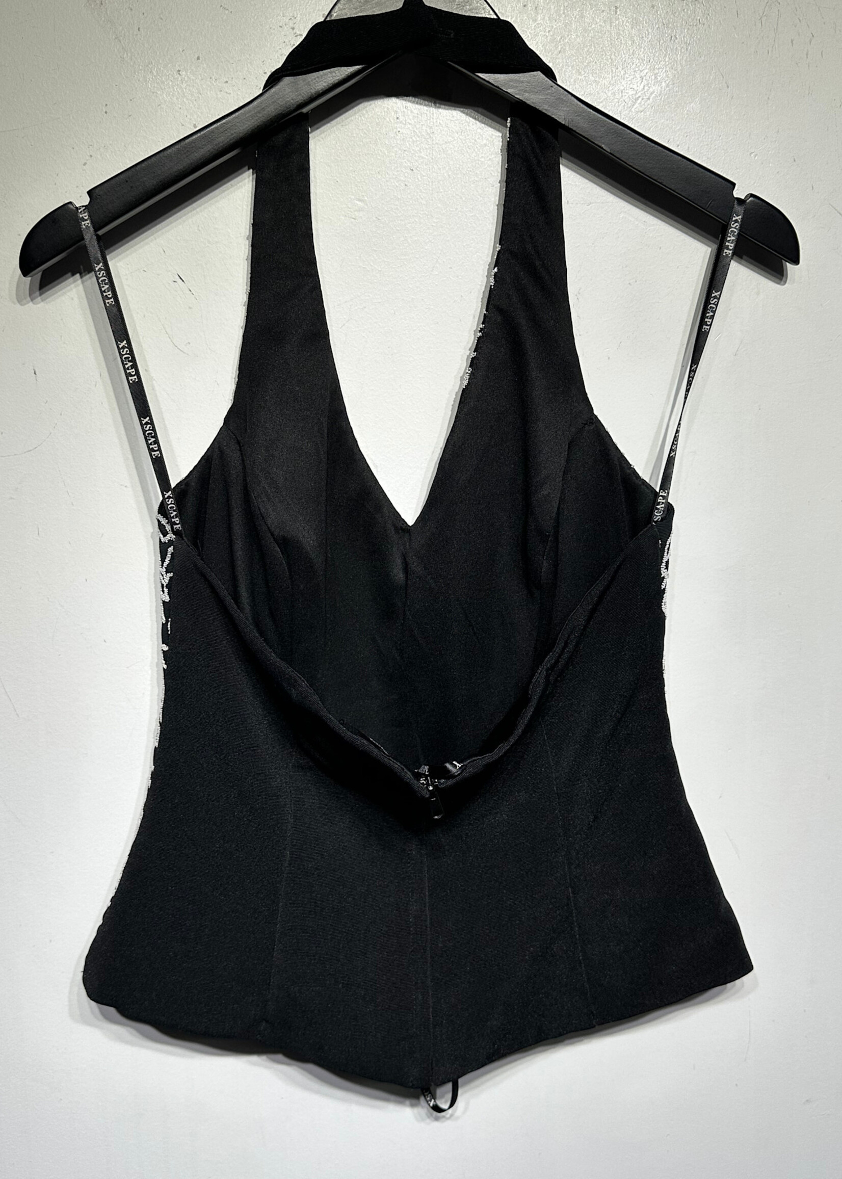 Xscape Black White Beaded Halter 8/M
