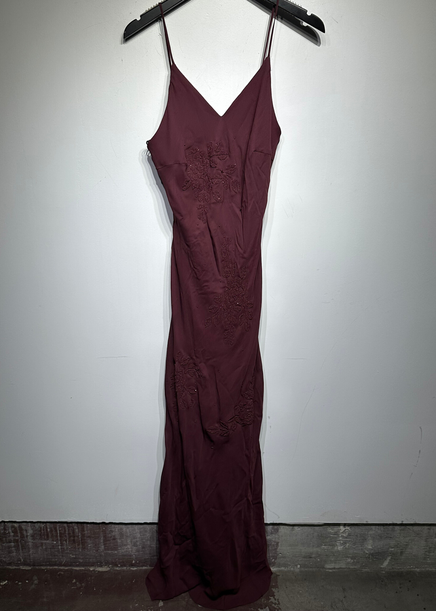 Fashion Royal Maroon Beaded Maxi Dress FITS M 30"