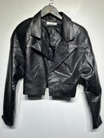 12th Tribe Black Crop Faux Leather Blazer S