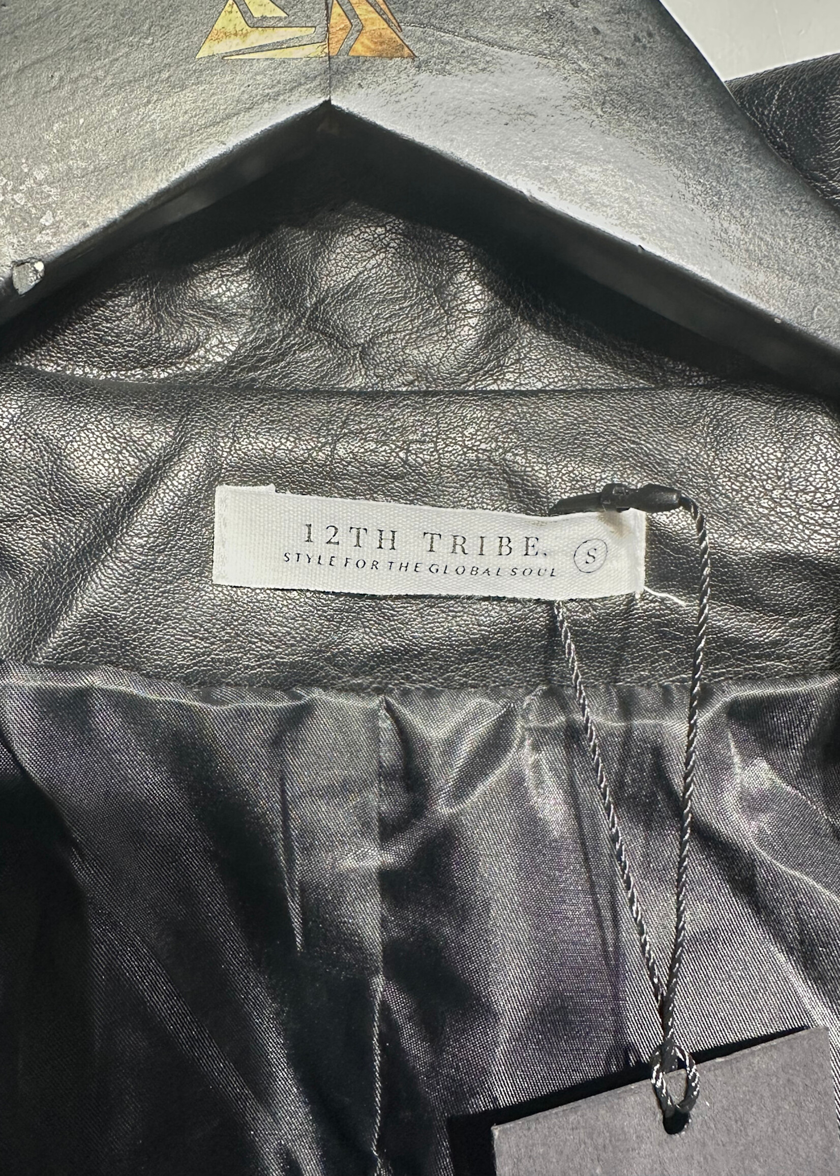 12th Tribe Black Crop Faux Leather Blazer S