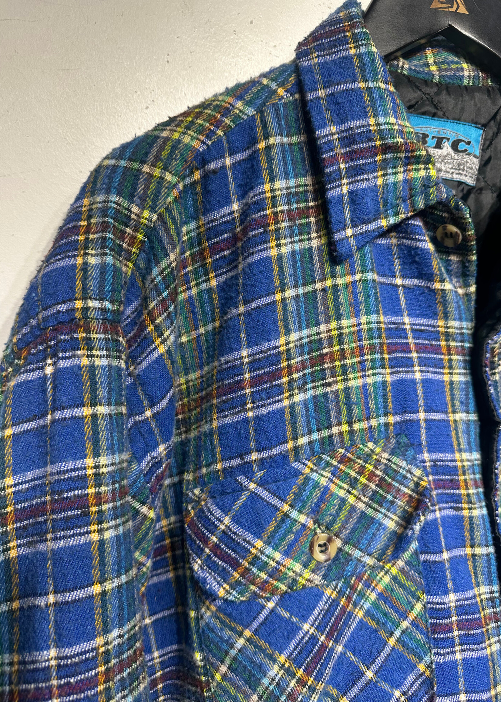 BTC Blue Plaid Lined Flannel XL