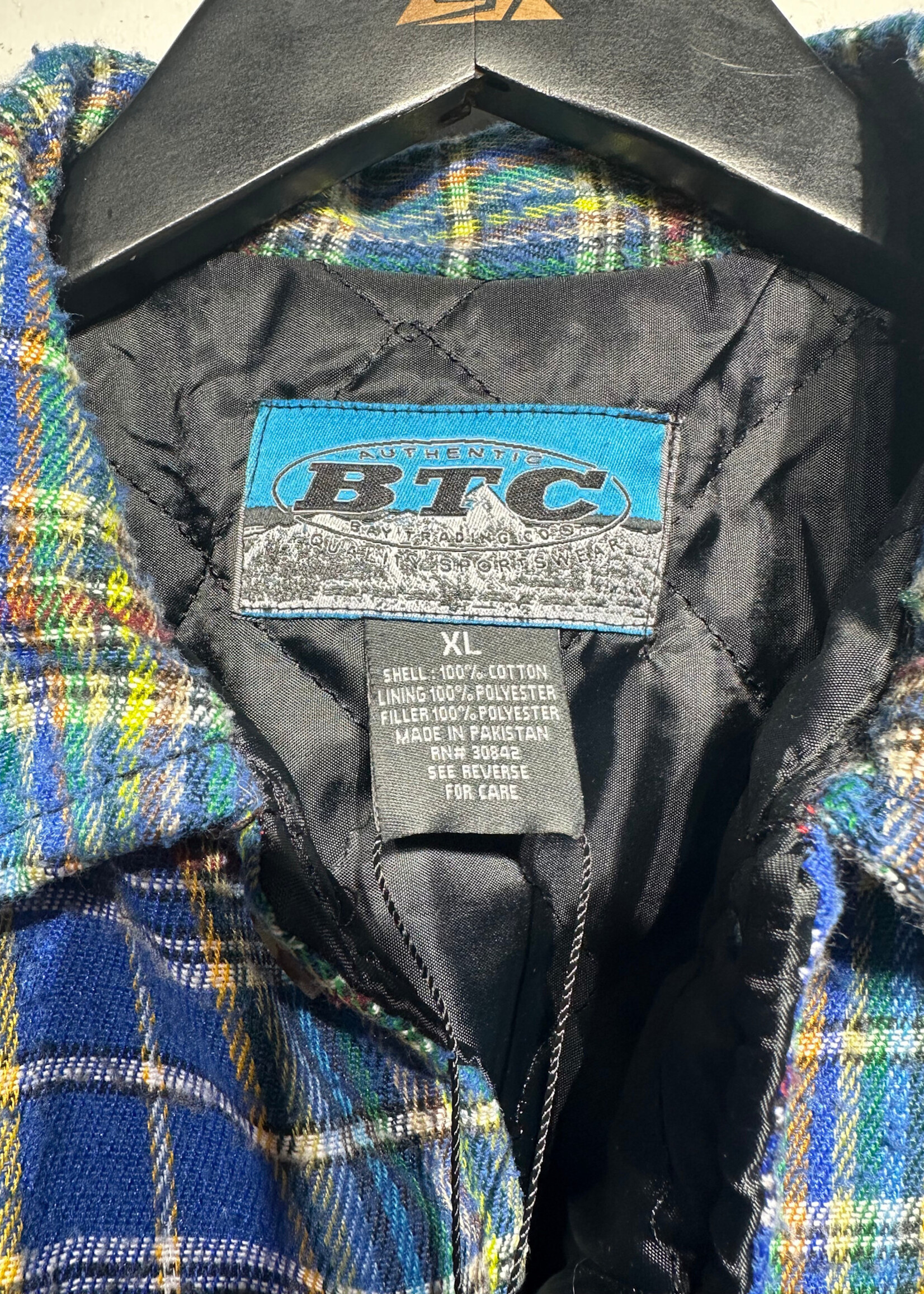 BTC Blue Plaid Lined Flannel XL