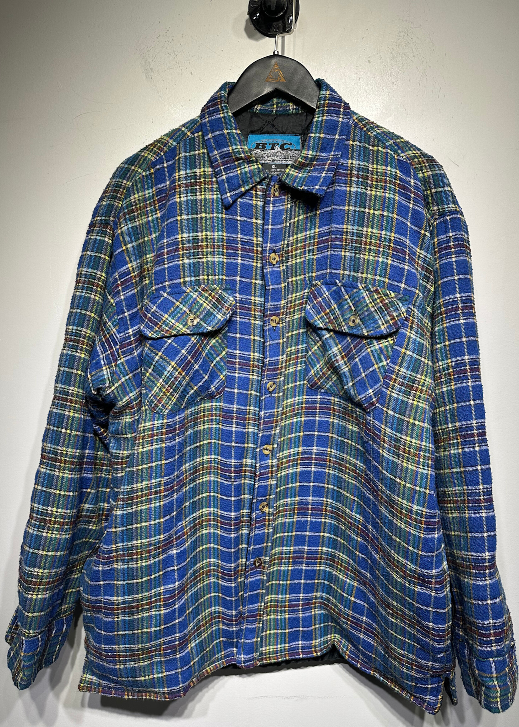 BTC Blue Plaid Lined Flannel XL