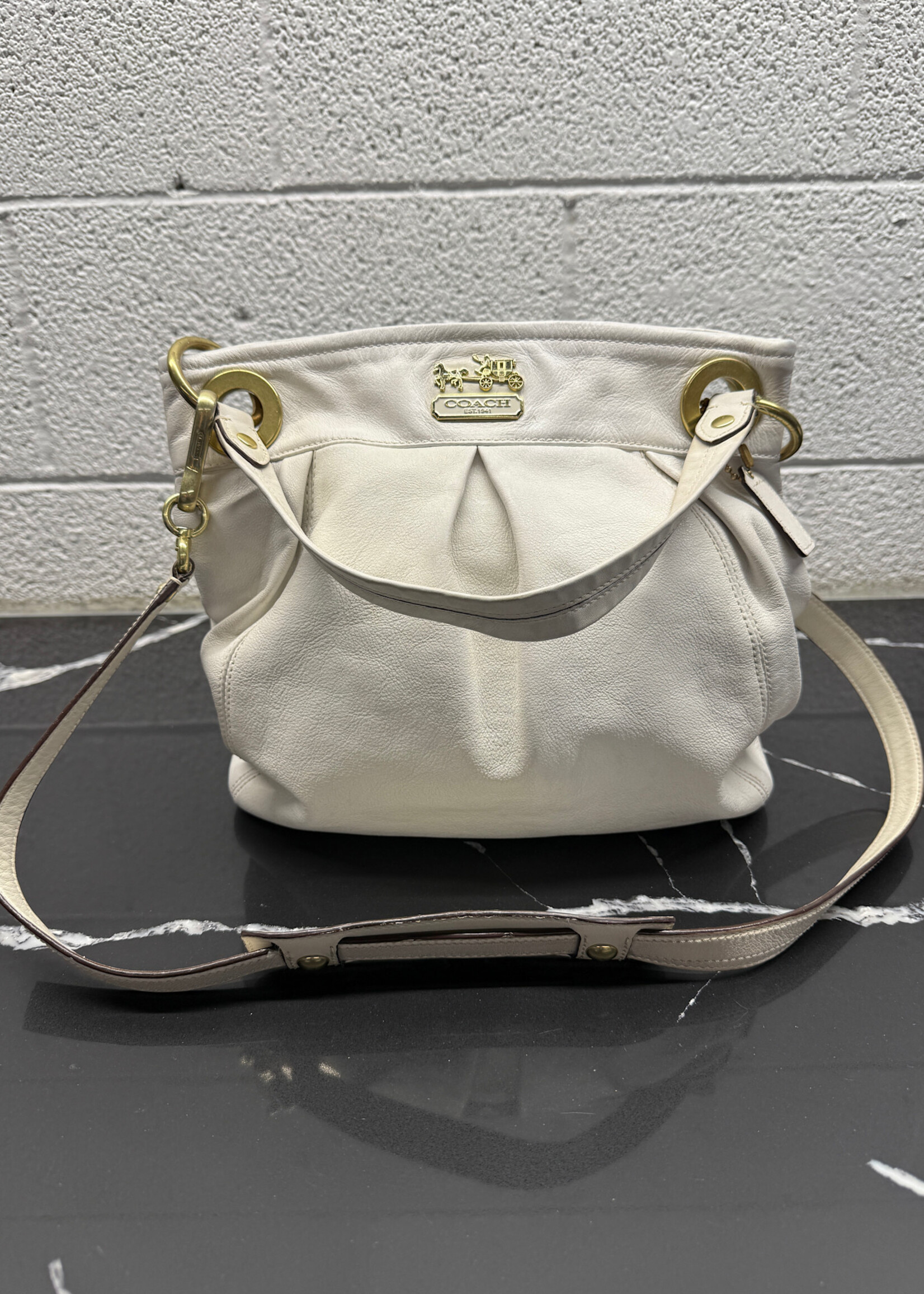 Coach White Leather Pleated Y2K Purse