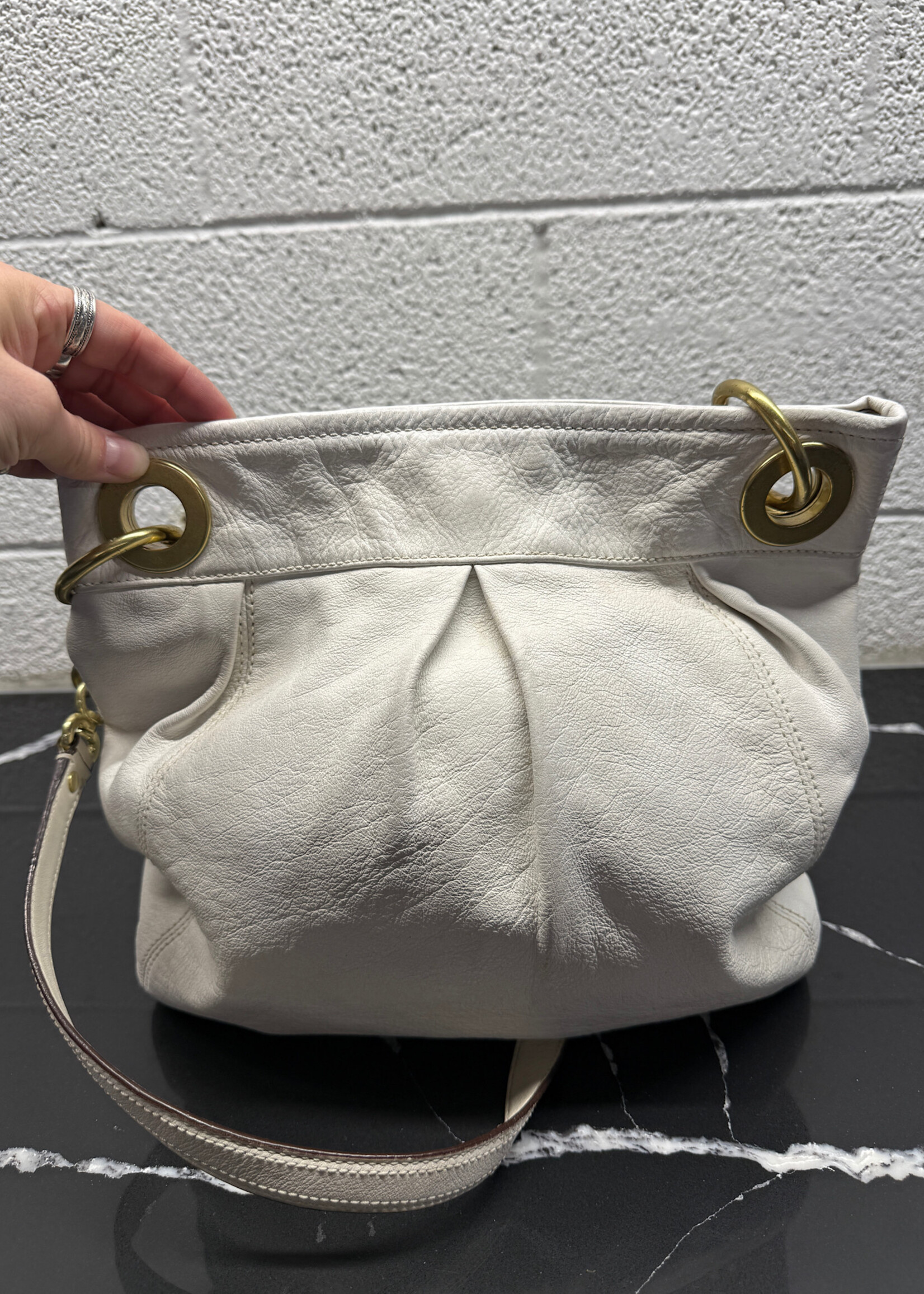 Coach White Leather Pleated Y2K Purse