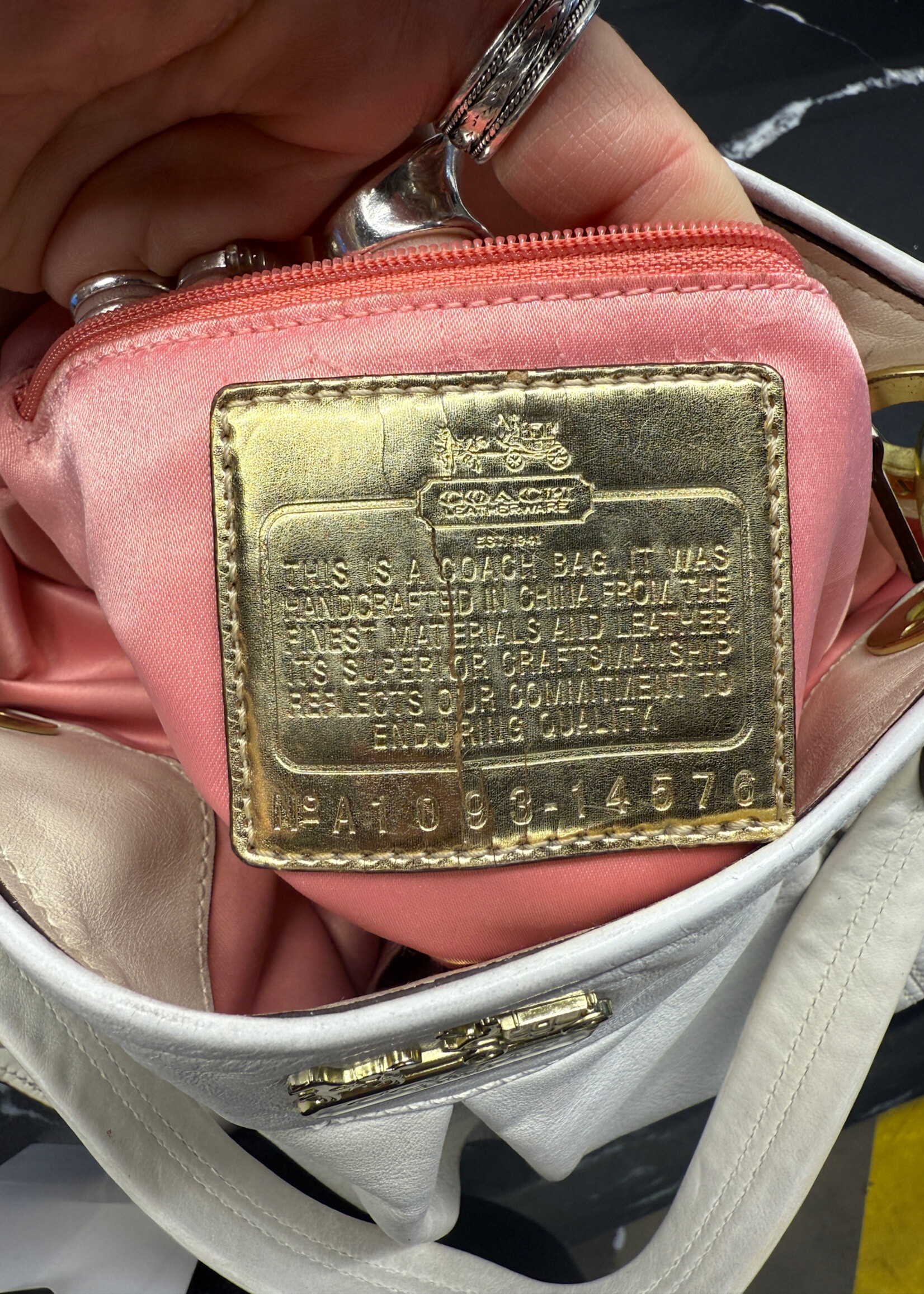 Coach White Leather Pleated Y2K Purse
