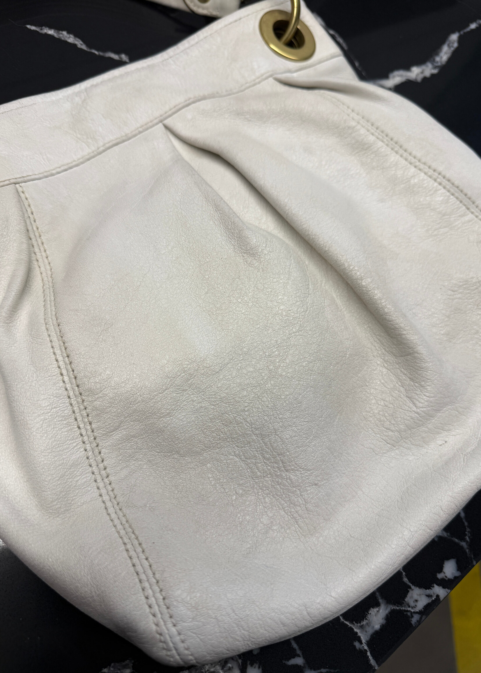 Coach White Leather Pleated Y2K Purse